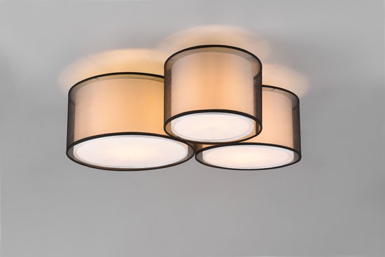 Trio leuchten - LED Plafondlamp - Plafondverlichting - E27 Fitting - 3-lichts - Rond - Zwart - Aluminium