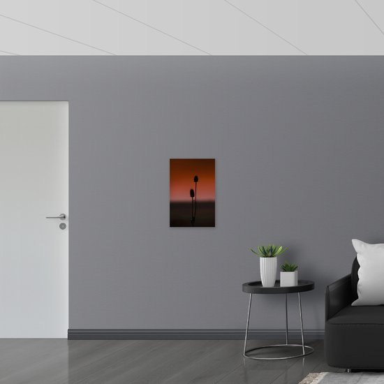 WallClassics - Dibond - Silhouette d'une Bloem - 40x60 cm Photo sur Aluminium (Décoration murale en métal)