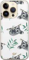 iPhone 14 Pro hoesje siliconen - Koala Print - Print - Wit - Apple Soft Case Telefoonhoesje - TPU Back Cover - Casevibes