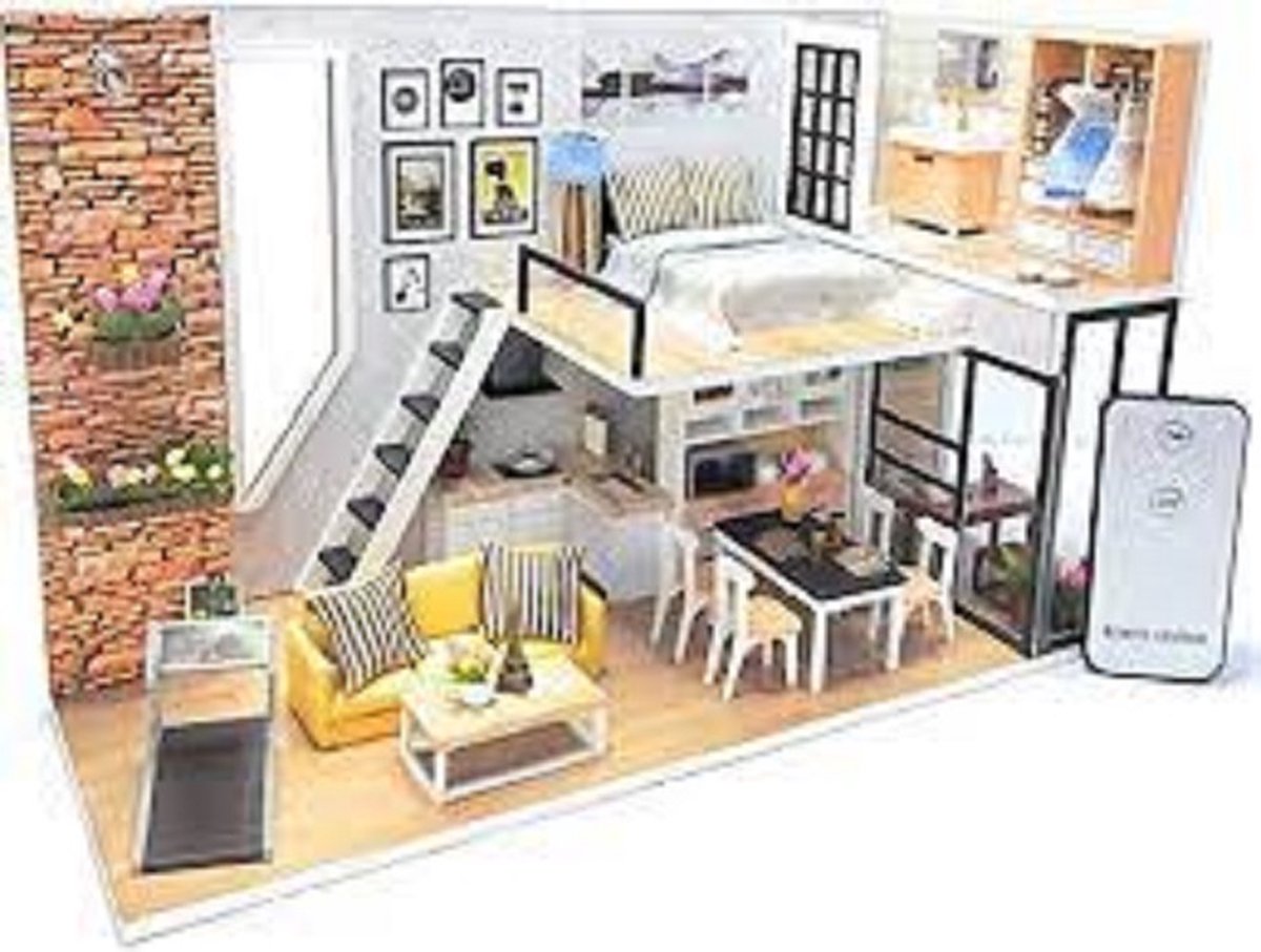 Miniatuurhuisje bouwpakket Miniature huisje Diy dollhouse loft