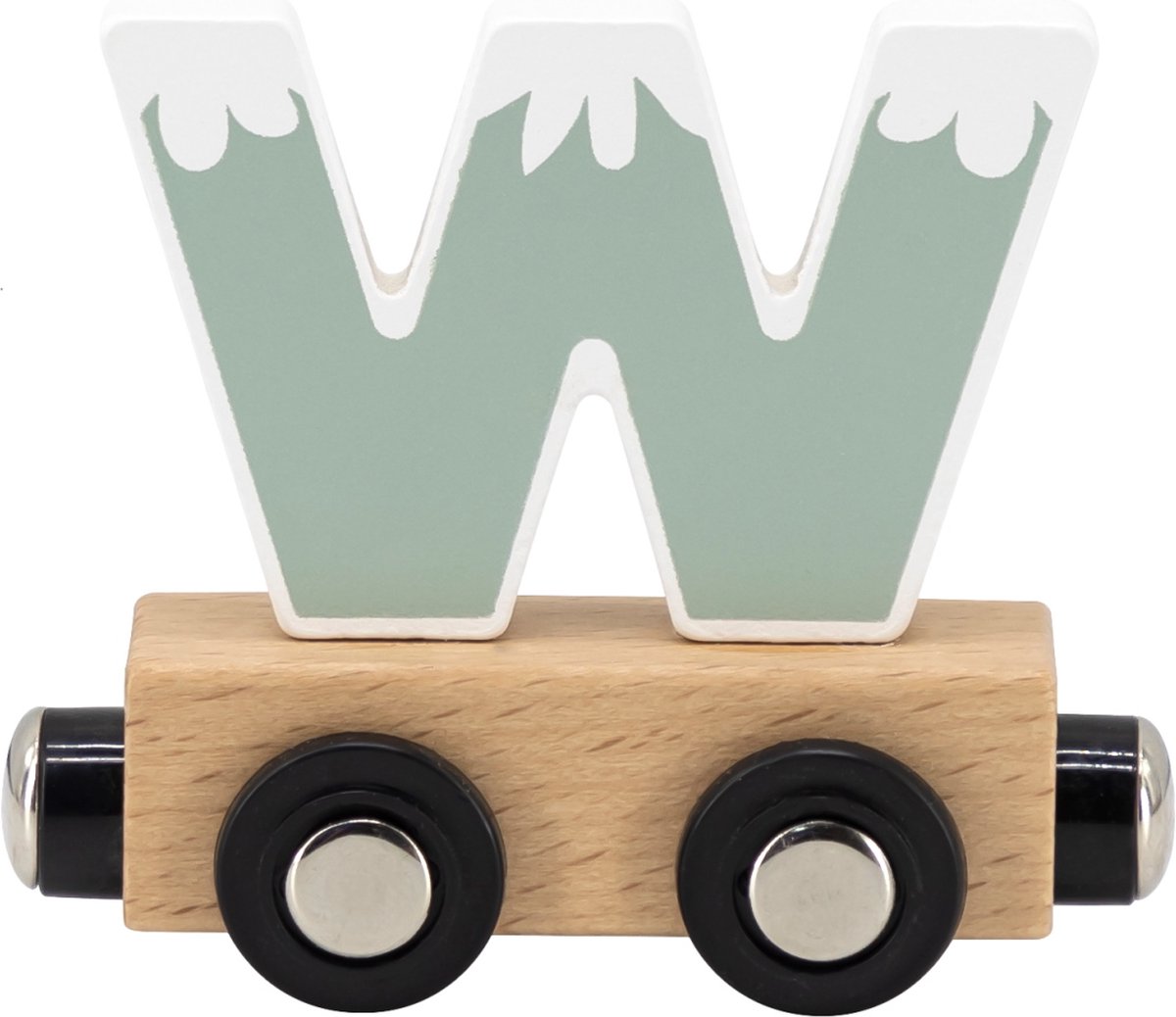 Tryco Houten Lettertrein Kleuren Letter W - Letterwagon voor Woorden en Naamtreinen - Stimuleert Creativiteit en Motoriek - Vanaf 3 Jaar