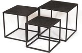 Zwarte salontafel - salontafel set - bijzettafel 45 cm