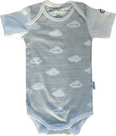 little label - baby - rompertje - wit - grijs - gestreept- maat 62/68 - korte mouw - biologisch katoen - zacht - organic cotton