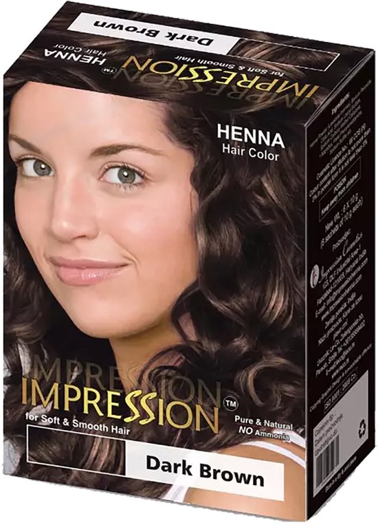 Impression Henna Hair Color | Donkerbruin | Dark Brow | 6 sachets van 10 g  | Haarkleuring | bol.com
