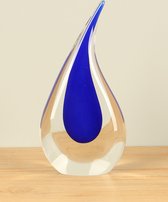 Glaskunst. Glassculptuur druppel kobalt, 25 cm (pol 008)