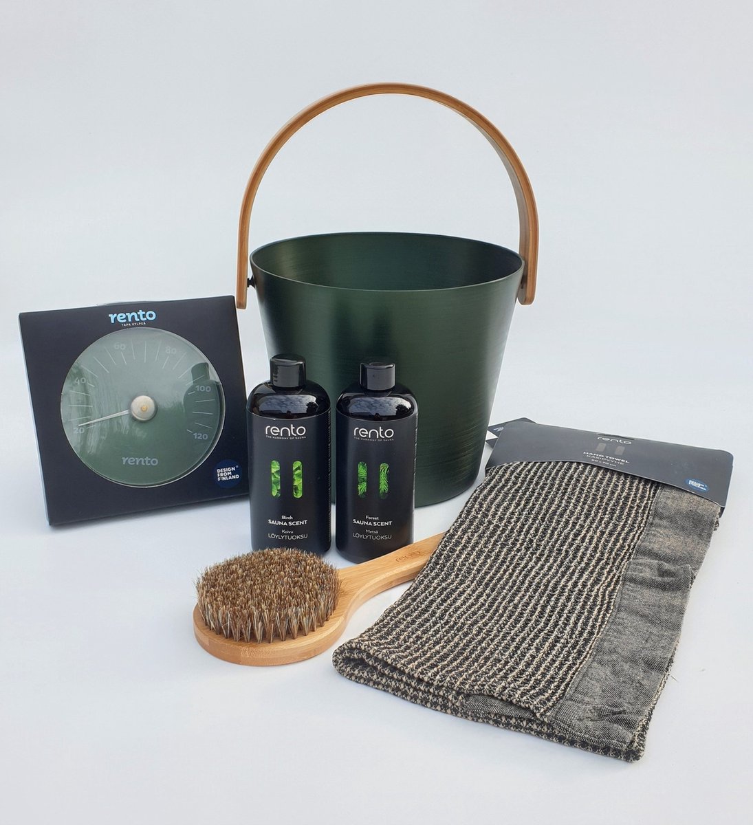 Goedkoopste Rento Sauna Emmer Aluminium met Bamboe Handvat groen