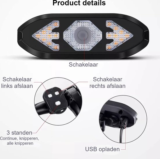 Cyclr Fiets Achterlicht - richtingaanwijzer voor en achter - draadloos LED — afbeelding 3
