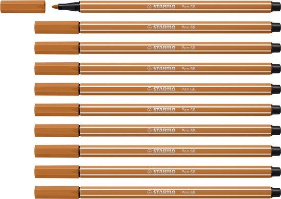 STABILO Pen 68 - Premium Viltstift - Donker Oker - Doos 10 stuks