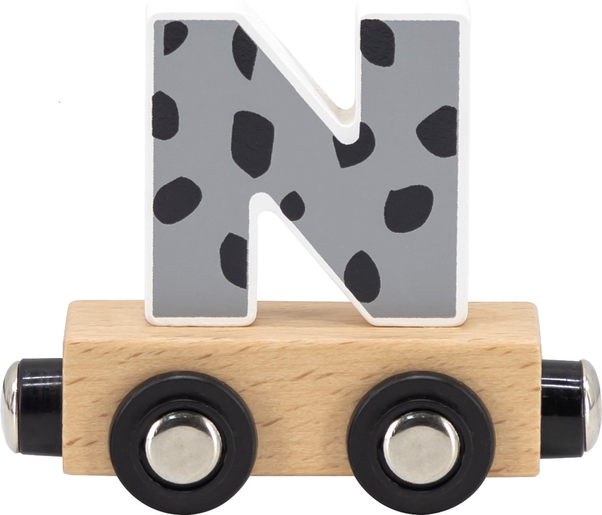Tryco Houten Lettertrein Kleuren Letter N - Letterwagon voor Woorden en Naamtreinen - Stimuleert Creativiteit en Motoriek - Vanaf 3 Jaar