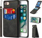 Étui à cartes pour Apple iPhone 8 | iphone 7 | Couverture arrière en cuir PU | Cas de téléphone de Luxe | Porte-cartes | Noir