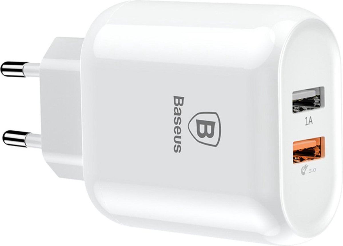 Baseus Bojure Series QC3.0 Dual USB Oplader - Wit