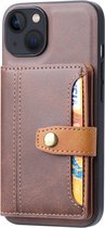Peachy Card Wallet kunstleer hoesje voor iPhone 14 Plus - bruin