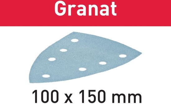 Granat schuurpapier, lichtblauw, 100 x 150 mm.