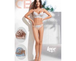 Italiaanse lingerie set met push-up beha satijn en slip ROOS, 80B, 38