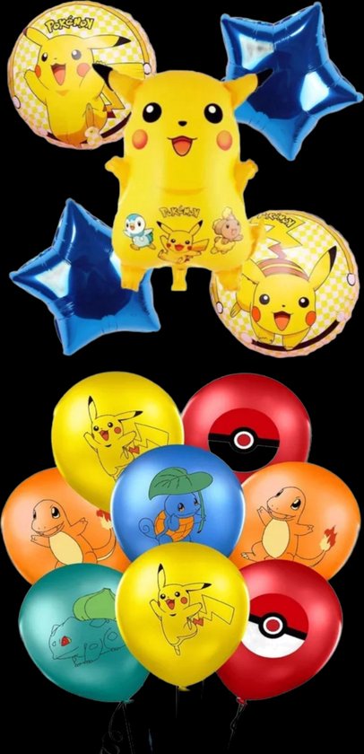 Pokemon Verjaardag Versiering - Ballonnen - 13 stuks - Grote Ballon - Pokemon Ballon - Heliumballonnen Pokemon - Versiering voor Tiener - Verjaardagversiering - Folie Ballon - Kinderfeestje - Pokemon Feestpakket - Themafeest