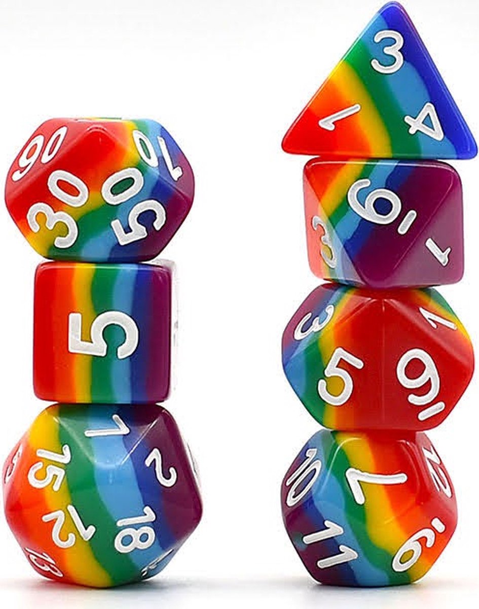 SIQUK 6 stuks dobbelstenen, opvouwbaar, leer en fluweel, dobbelstenen, opvouwbaar, voor DND RPG tafelspellen (rood, blauw, paars, zwart, groen, geel