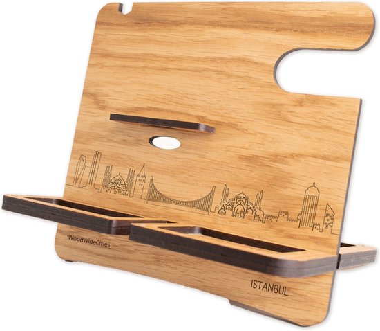 Skyline Desk Organizer Istanbul - Chêne - Desk Organizer - Phone Holder - Tablet Holder - Smartwatch Holder - Sort stuff
