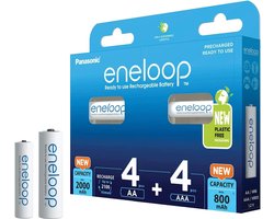 Panasonic eneloop oplaadbare batterijen - 4x AA 2000 mAh + 4x AAA mAh