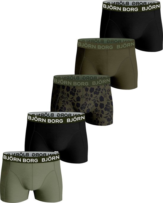Björn Borg Boxershort Cotton Stretch - Sous-vêtements - Boxer - 5 pièces - Homme - Taille 170 - Blauw/ Zwart