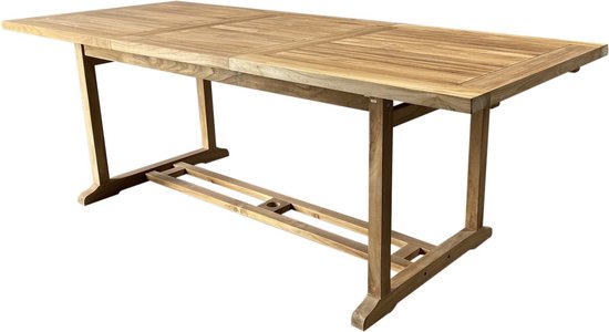 Foto: Rechthoekig uitschuifbare dining tuintafel 160 220x90xh76 cm bladdikte 2 8 cm teak