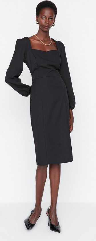 Trendyol Vrouwen Standaard mouw Lieve schat lichaamskegel Black