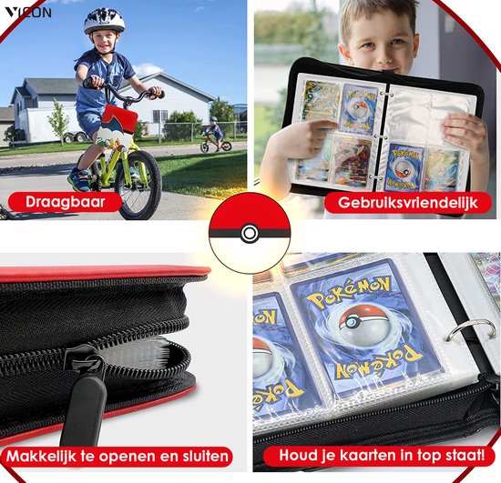Thumbnail van een extra afbeelding van het spel Verzamelmap geschikt voor Pokémon - 400 kaarten - Premium Kwaliteit - 4 Pocket verzamelalbum - 50 Pagina's - Map voor Pokémon - Binder