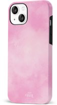 xoxo Wildhearts Double Layer - Cotton Candy - Roze hoesje geschikt voor iPhone 14 hoesje - Suikerspin Hard Case met pastel roze kleur - Beschermhoes geschikt voor iPhone 14 case - Pastel Roze Hoesje