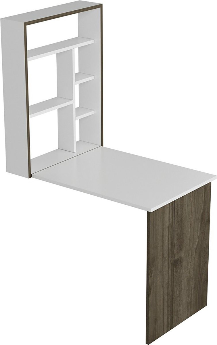 Klaptafel voor wandmontage Greve wit en walnootkleurig