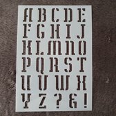 Alfabet hoofdletter met tekens stencil, A5, kaarten maken, scrapbooking, herbruikbaar