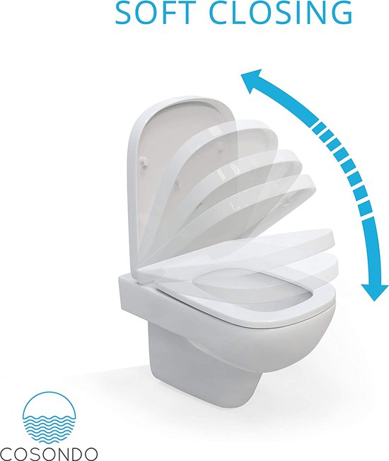 Lamera abattant WC siège de toilette, forme carrée, Fermeture douce, amovible, antibactérien, en Duroplast et inox