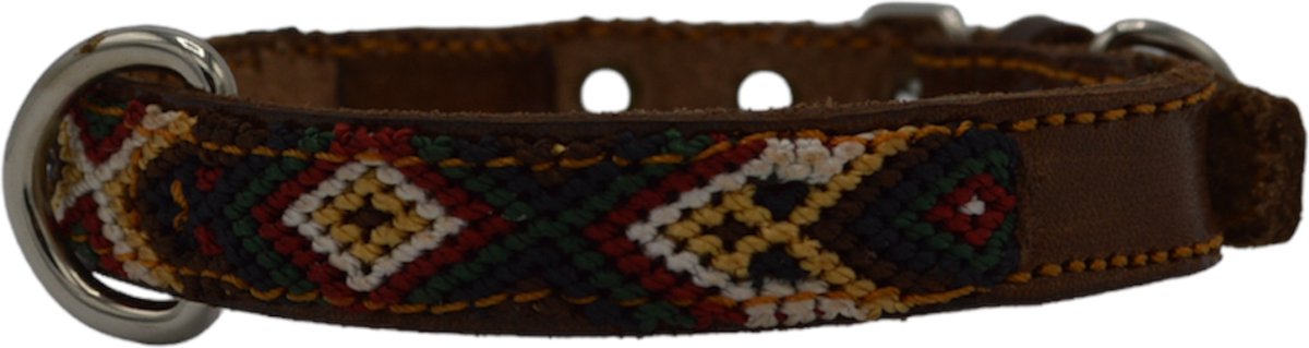 Bohemi Ibiza honden halsband, maat XSmall, 21 - 26cm, Bruin leer