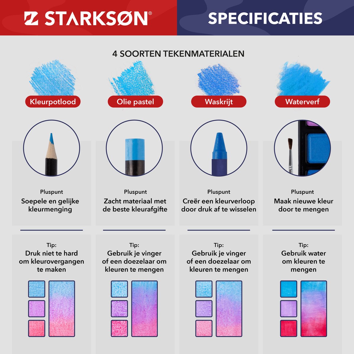 STARKSØN 141-Delige Houten Tekenkoffer Set Incl. Kleurpotloden, Oliepastel Krijt, Waterverf & Aquarelverf - Teken Doos - Teken Koffer Voor Kinderen & Volwassenen — afbeelding 4