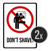 Pictogram/ bord | "Don't shave | 19 x 25 cm | Tankstation | Openbaar toilet | Truckers | Overlast | Scheren | Scheermesjes | Engelstalig | 2 stuks