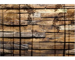 Fotobehangkoning - Behang - Vliesbehang - Fotobehang Bomen op Houten Planken - 400 x 280 cm