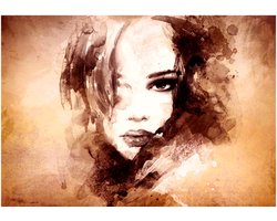 Fotobehangkoning - Behang - Vliesbehang - Fotobehang Graffiti Vrouw - 200 x 140 cm