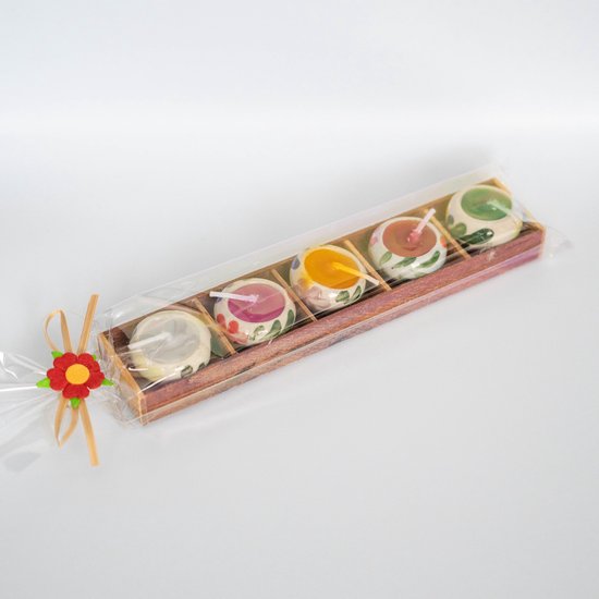 Cadeau set, 5 mini ronde kaarsjes in stenen potje, cadeau idee Sinterklaas, Kerstcadeau, cadeau idee Moederdag, cadeau idee verjaardag