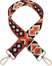 Bag Strap / Tas Riem - Oranje/Rood/Zwart | 130 x 5 cm | Tashengsel / Schouderriem | Fashion Favorite