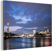 Wanddecoratie Metaal - Aluminium Schilderij Industrieel - Londen skyline in de avond - 160x120 cm - Dibond - Foto op aluminium - Industriële muurdecoratie - Voor de woonkamer/slaapkamer