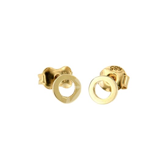 14k gouden oorknoppen cirkel - Gouden oorknoppen - minimalistisch - 14 karaat goud