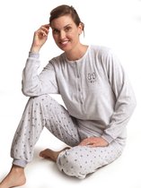 Outfitter/Cocodream Dames pyjama Grey velours love -Small | bol.com