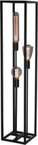 Vloerlamp Esteso klein metalen frame | 120 x 24 x 24 cm | 3 lichts | zwart | landelijk modern design