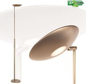 Bronzen staande lamp met dimmer Geneva | 1 lichts | brons / bruin | metaal | 184 cm hoog | vloerlamp / woonkamer lamp | modern / functioneel design
