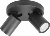 IP44 badkamer ronde spot Oliver | 2 lichts | zwart | kunststof / metaal | Ø 17 cm | badkamer lamp | modern / stoer design