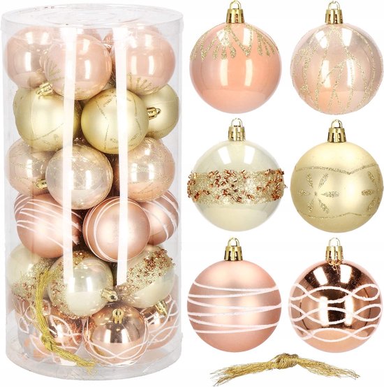 Springos Kerstballen Kerstversiering Onbreekbaar 30 Stuks Rosé