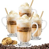 Latte Macchiato Glazen - Koffieglazen - Cappuccino Kop -310ML - + Gratis Lepels - 4x