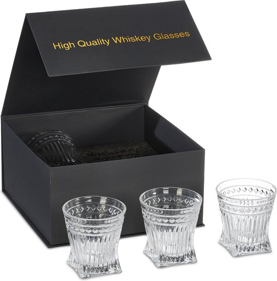 Lot de 4 verres à Relaxdays - coffret cadeau whisky - gobelet - fête des pères - coffret cadeau