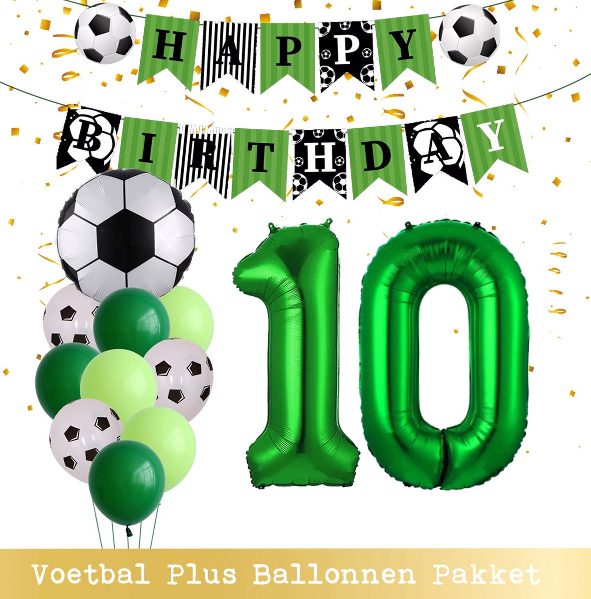 Fissaly® 10 Ans Décoration' Anniversaire - Ballons - Garçon & Fille - Zwart  et Or