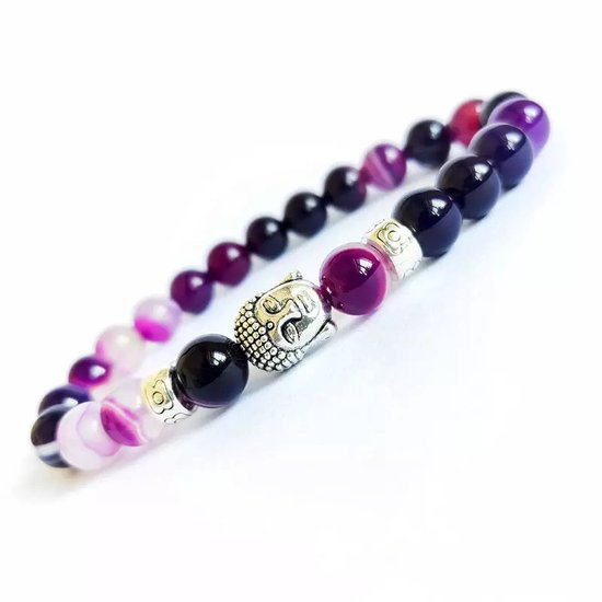 LOUD AND Bracelets de perles - Bracelet Perlé - Bracelet Homme - Bracelet Femme - Violet - Bouddha