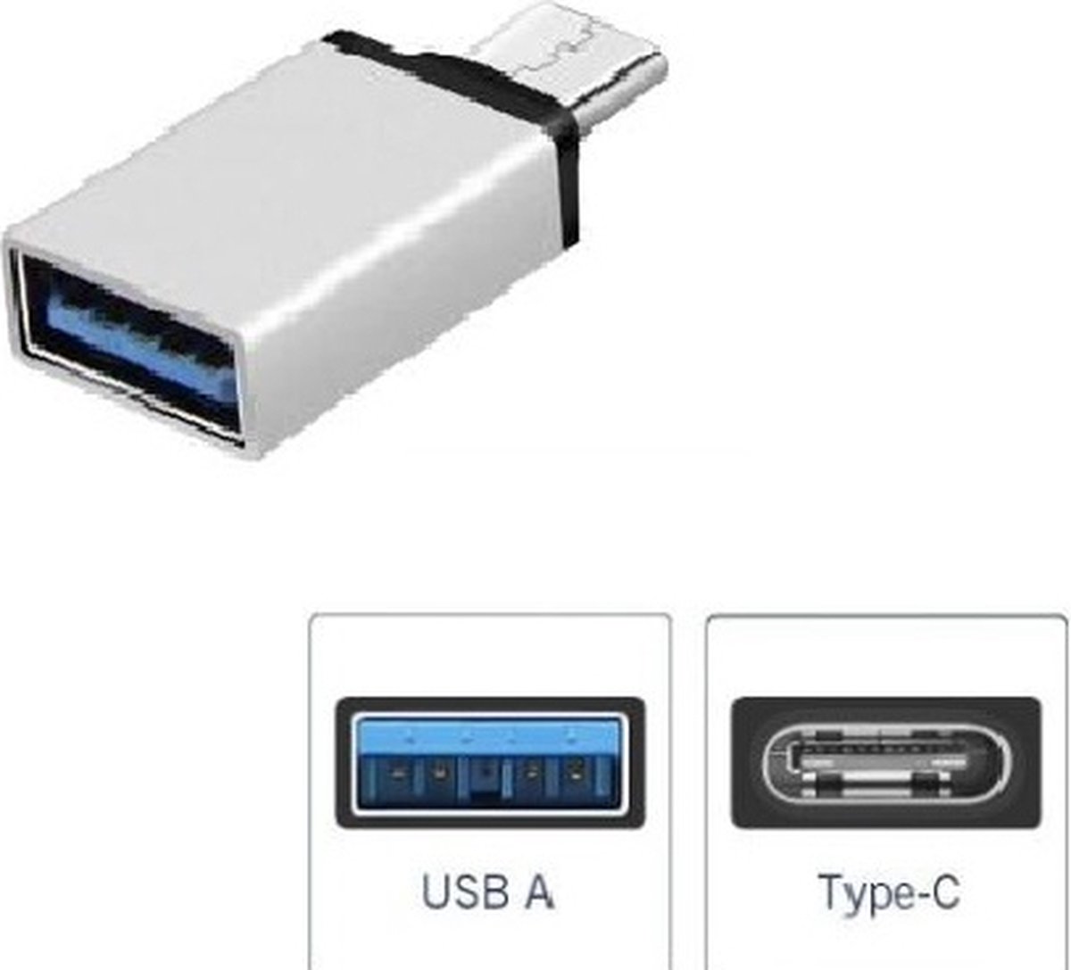 2X USB 3.1 Type C naar USB 3.0 OTG Adapter voor o.a. iPhone, Macbook en Chromebook - Zilver