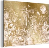 Wanddecoratie Metaal - Aluminium Schilderij Industrieel - Jungle - Goud - Kinderen - Planten - Dieren - 40x30 cm - Dibond - Foto op aluminium - Industriële muurdecoratie - Voor de woonkamer/slaapkamer